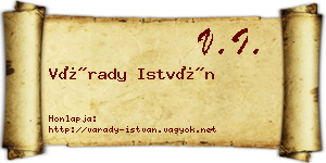 Várady István névjegykártya