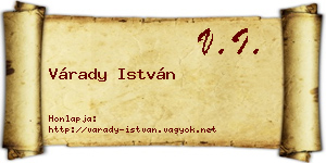 Várady István névjegykártya